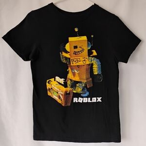 Kids Roblox Video Game Classic Mr. Robot Character Black Cotton Gaming T-shirt